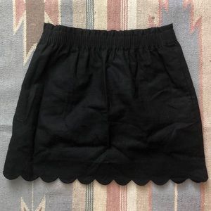 ✨NEW✨ J. Crew Scalloped Linen Skirt, Black, Sz 10